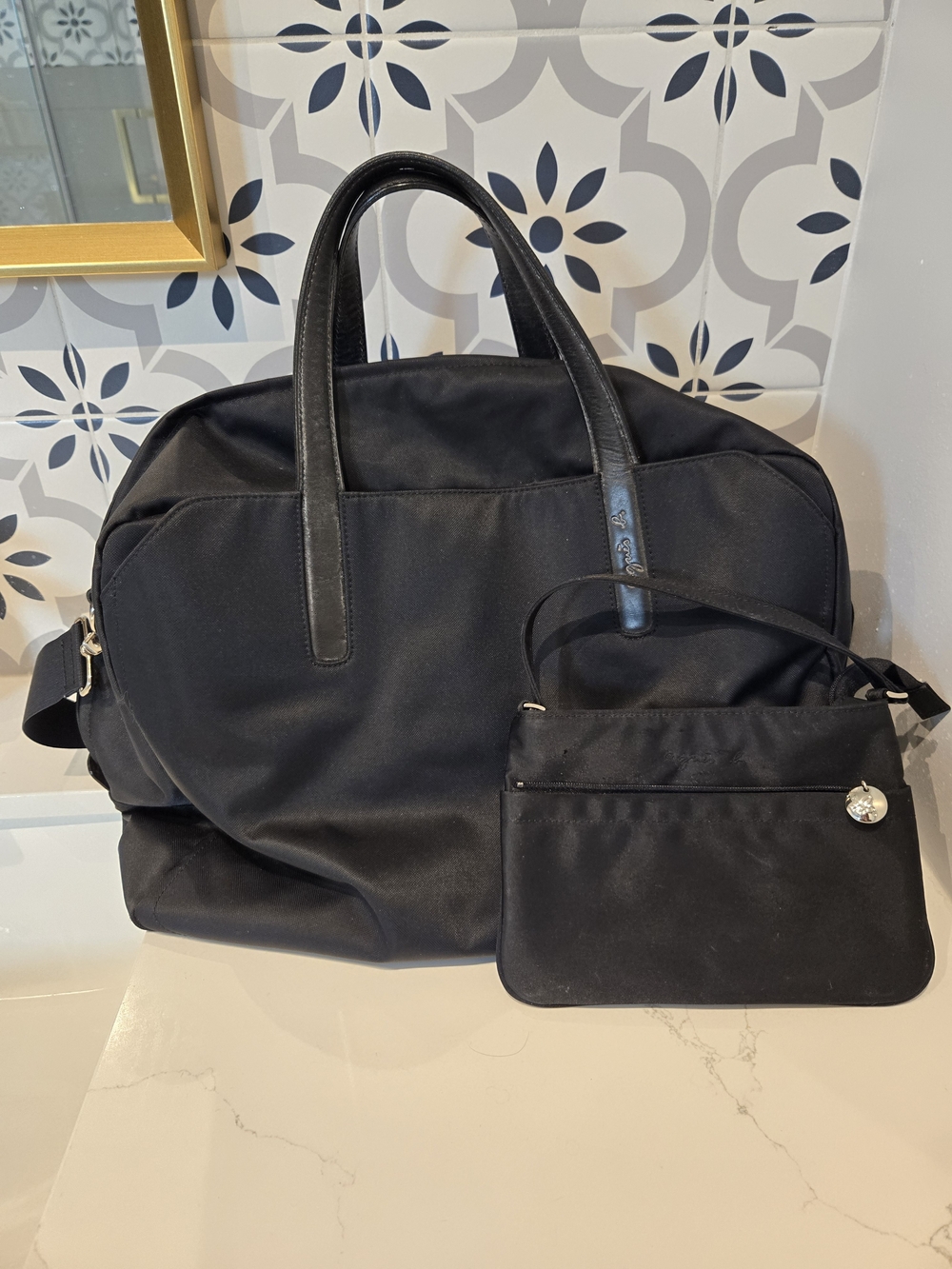 Agnes B. Black Travel Duffel with Matching Black Pouch